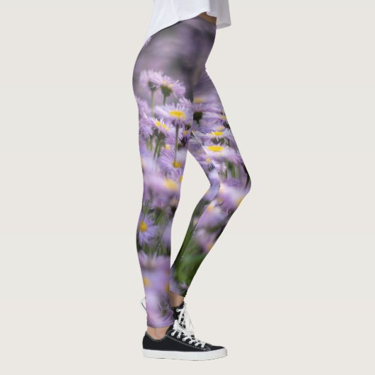Paarse Aster Flowers Leggings (Rechts)