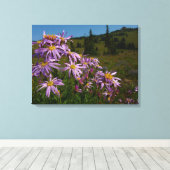 Paarse Aster Flowers op Mount Rainier Canvas Afdruk (Insitu (Houten vloer))