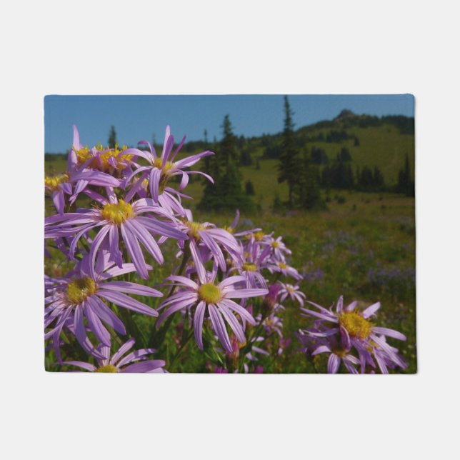 Paarse Aster Flowers op Mount Rainier Deurmat (Voorkant)