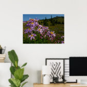 Paarse Aster Flowers op Mount Rainier Poster (Thuiskantoor)
