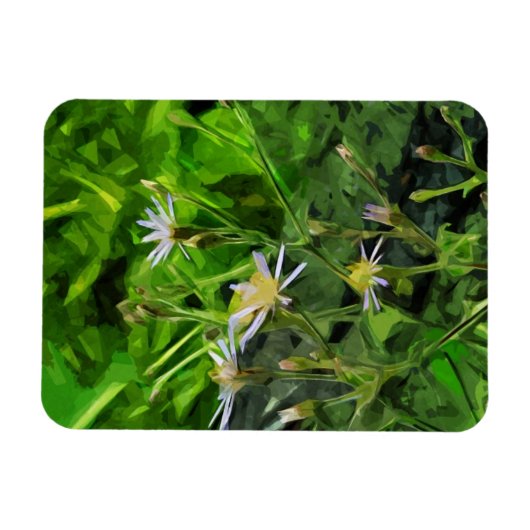 Paarse Aster onder verbrande bomen Abstract Magneet (Horizontaal)