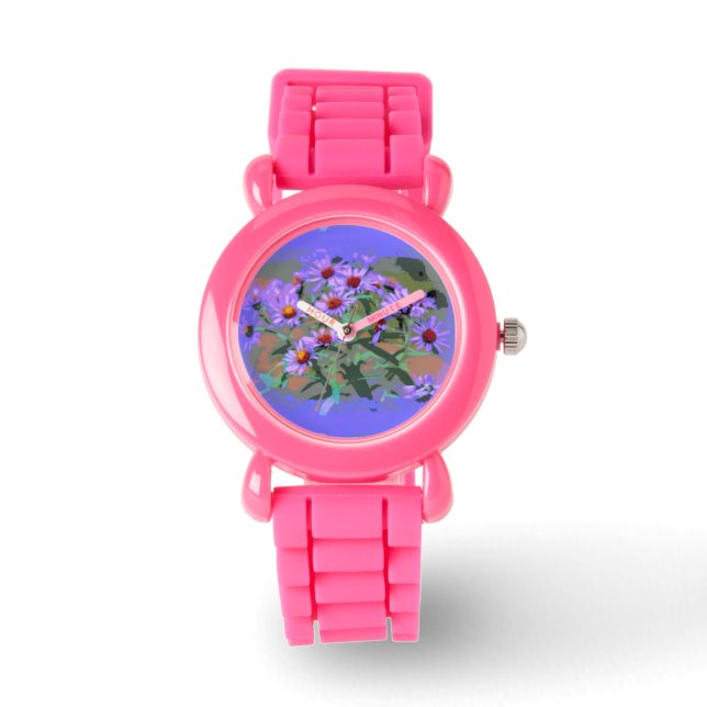 paarse asters polshorloge horloge (Voorkant)