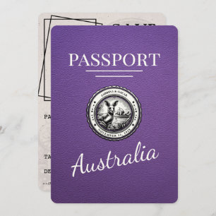 Paarse Australië paspoort Bewaar de datum Save The Date