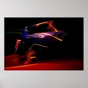 paarse auto dans poster