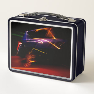 paarse autowedstrijd metalen lunchbox