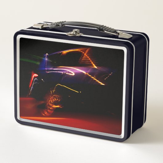 paarse autowedstrijd metalen lunchbox (Voorkant)