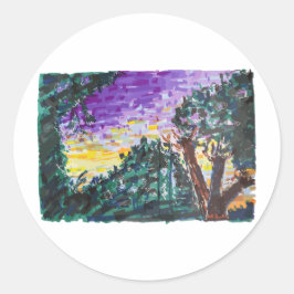 Paarse avond ronde sticker