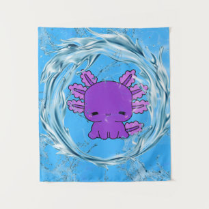Paarse axolotl wandkleed