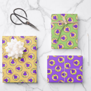 Paarse baardige iris schilderij Originele Bloemenk Inpakpapier Vel