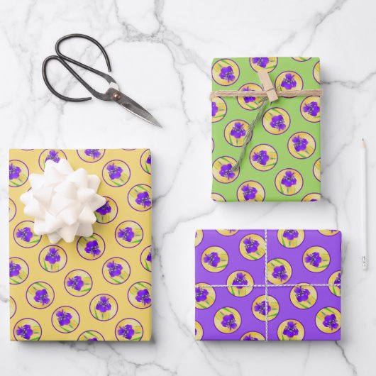 Paarse baardige iris schilderij Originele Bloemenk Inpakpapier Vel (Voorkant)