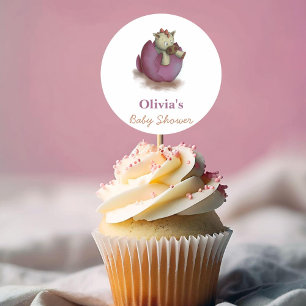 Paarse baby dinosaurusstickers voor baby shower ronde sticker