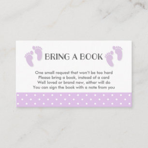 Paarse Baby Feet Baby shower Boek Aanvraag Kaart