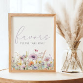 Paarse Baby in Bloom Wildflower Shower Favor Sign Poster