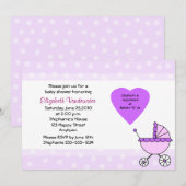 Paarse Baby shower Uitnodiging tot vervoer (Voorkant / Achterkant)