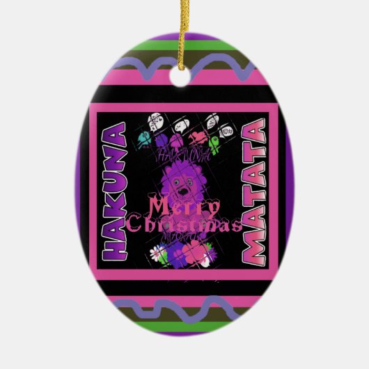 Paarse Baby Simba Vrolijk Kerstfeest Collectie Keramisch Ornament (Voorkant)