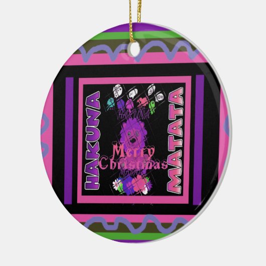 Paarse Baby Simba Vrolijk Kerstfeest Collectie Keramisch Ornament (Links)