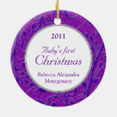 Paarse baby's eerste kerst Ornament (Achterkant)