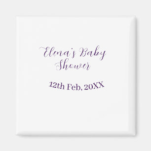 Paarse babyshower naam datum stijlvol elegant eenv magneet