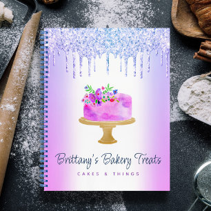 Paarse Bakkerij Cake Glitters Stroperig Gebak Dess Notitieboek