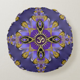 Paarse Balans OM Mandala Spirituele Yoga  Rond Kussen