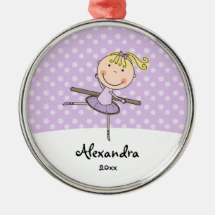 Paarse Ballerina Snowflakes Gepersonaliseerd kerst Metalen Ornament