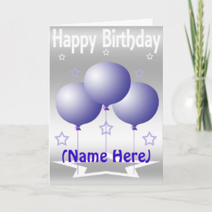Paarse ballonnen en sterren kaart