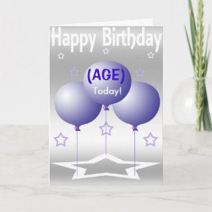 Paarse ballonnen en sterren kaart