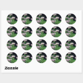 Paarse balmbloemen ronde sticker (Vel)