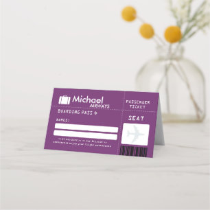 Paarse bar mitswa vliegticket plaats kaart