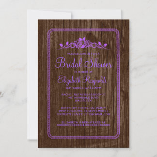 Paarse Barn Wood Bridal Shower Invitations Kaart