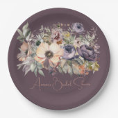 Paarse Basil Bloemen Boeket Douche Papieren Bordje (Voorkant)