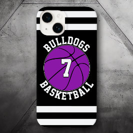 Paarse Basketbal Team Naam Speler Nummer Custom Case-Mate iPhone 14 Hoesje