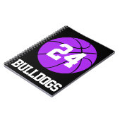 Paarse Basketball Student-Athlete Naam en nummer Notitieboek (Linkerzijde)