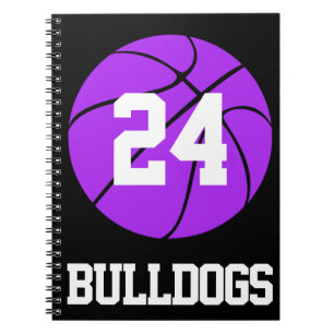 Paarse Basketball Student-Athlete Naam en nummer Notitieboek