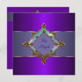 Paarse Bat Mitzvah Kaart (Voorkant / Achterkant)