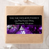 Paarse Baubles label zwart (Insitu)