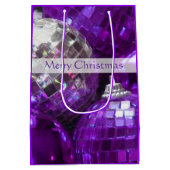 Paarse Baubles Merry kerstcadeautas medium Medium Cadeauzakje (Achterkant)