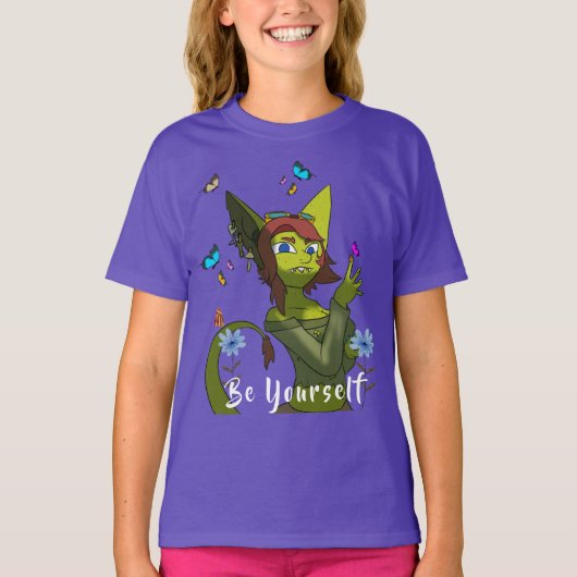 Paarse Be Yourself leuk T-shirt (Voorkant)
