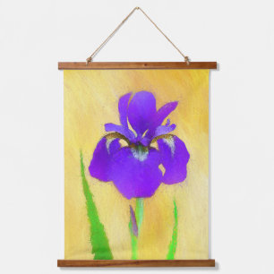 Paarse Bearded Iris Schilderij - Originele Bloemku Hangend Wandkleed