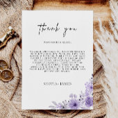 Paarse bedankbrief, Napkin Note Menu