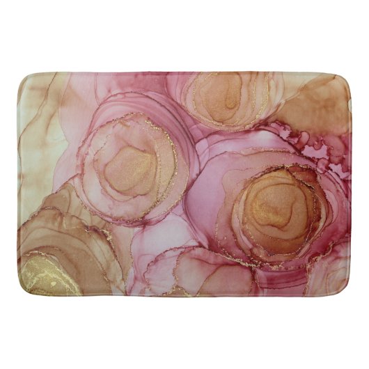 Paarse Beige Abstracte Floral Badmat (Voorkant)