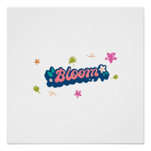 Paarse Beige Bloom Schattigee Typografie Glanzend  Perfect Poster