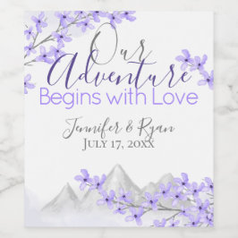 Paarse Berg Sering Bloemige Waterverf Wijn Etiket