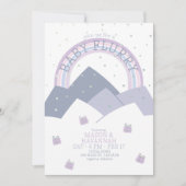 Paarse Berg Sneeuw Flurry Baby shower uitnodiging (Voorkant)
