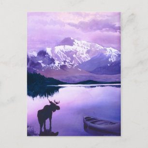 "Paarse bergen majesteit" Moose Waterverf Briefkaart