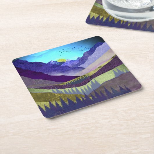 Paarse bergen Majesty Vierkante Kartonnen Onderzetter (Schuin)