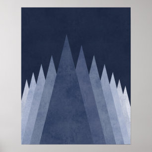 Paarse bergen Moderne minimale geometrische kunst Poster