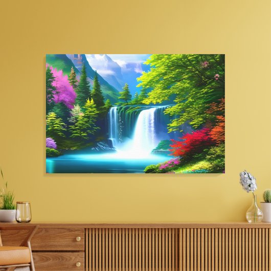 Paarse bergen, trillend landschap Canvas (Insitu (Woonkamer))