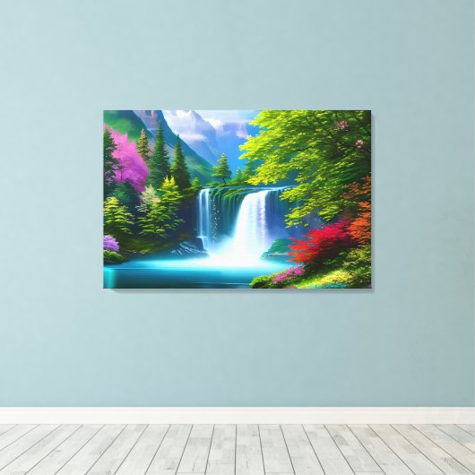 Paarse bergen, trillend landschap Canvas (Insitu (Houten vloer))