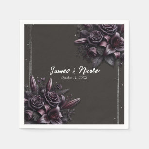 Paarse Besssen & Zwarte Lelie Roze Bloemige Bruilo Servet